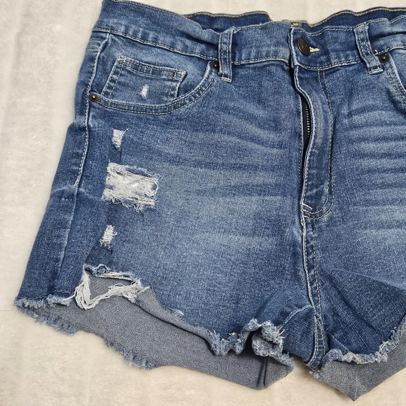 BOGO Free🦋 Aeropostale High Rise Midi Distressed Denim Shorts - Picture 3 of 13